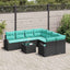 Sofa Sæt med pude 9 pcs Sort og turkis polyrattan