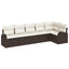 Havesofa Sæt med pude 6 pcs Brun og hvid polyrattan