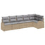 Havesofa Sæt med pude 6 pcs Beige og lys grå polyrattan