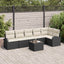 Havesofa Sæt med pude 7 pcs Sort og Hvid polyrattan