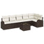 Havesofa Sæt med pude 7 pcs Brun og hvid polyrattan