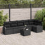 Havesofa Sæt med pude med opbevaring 7 pcs Sort polyrattan