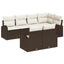Havesofa Sæt med pude 7 pcs Brun og hvid polyrattan