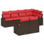 Havesofa Sæt med pude 7 pcs Brun og Rød polyrattan