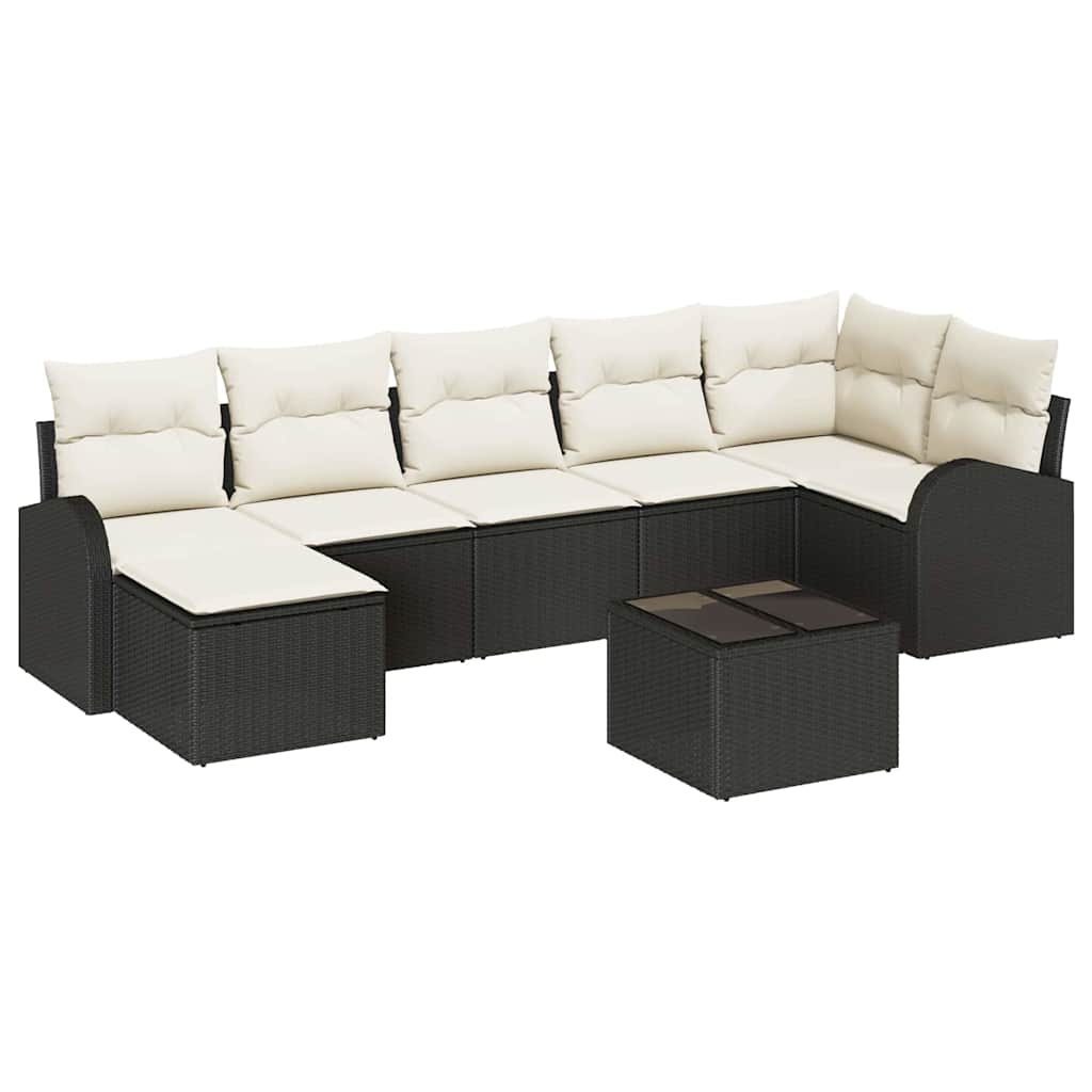 Sofa Sæt med pude med opbevaring 8 pcs Sort polyrattan
