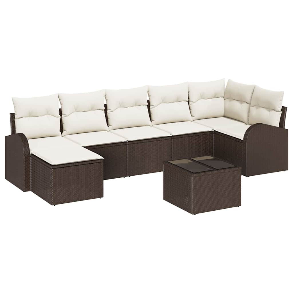 Sofa Sæt med pude med opbevaring 8 pcs Brun polyrattan