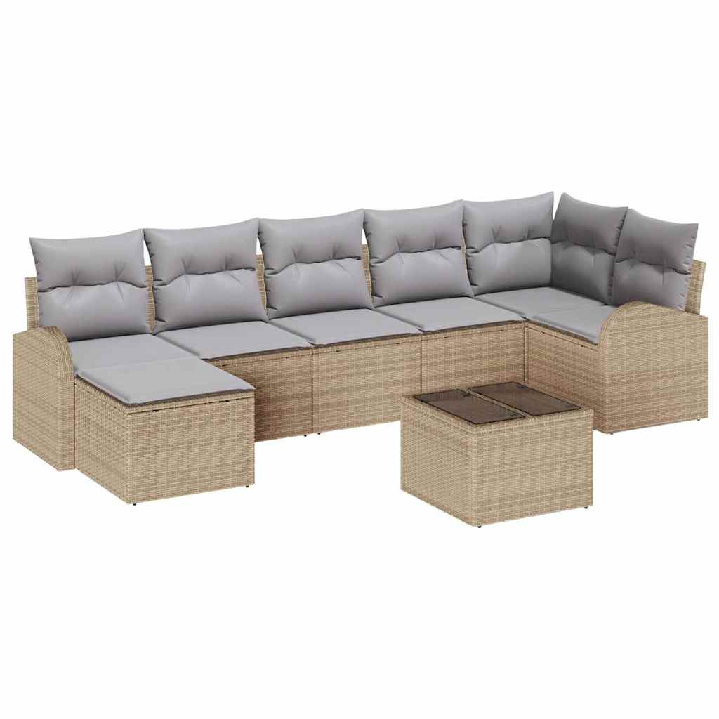 Sofa Sæt med pude med opbevaring 8 pcs Beige polyrattan