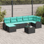 Sofa Sæt med pude 8 pcs Sort og turkis polyrattan