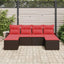 Sofa Sæt med pude med opbevaring 6 pcs Brun og Rød polyrattan