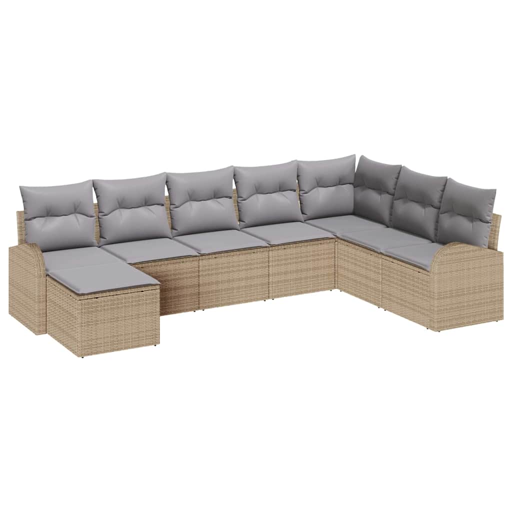 Sofa Sæt med pude 8 pcs Beige og lysegrå polyrattan