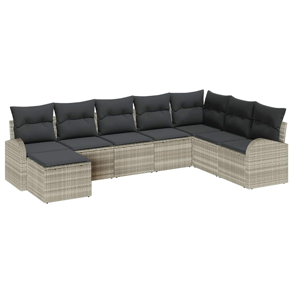 Sofa Sæt med pude med opbevaring 8 pcs Lysegrå polyrattan