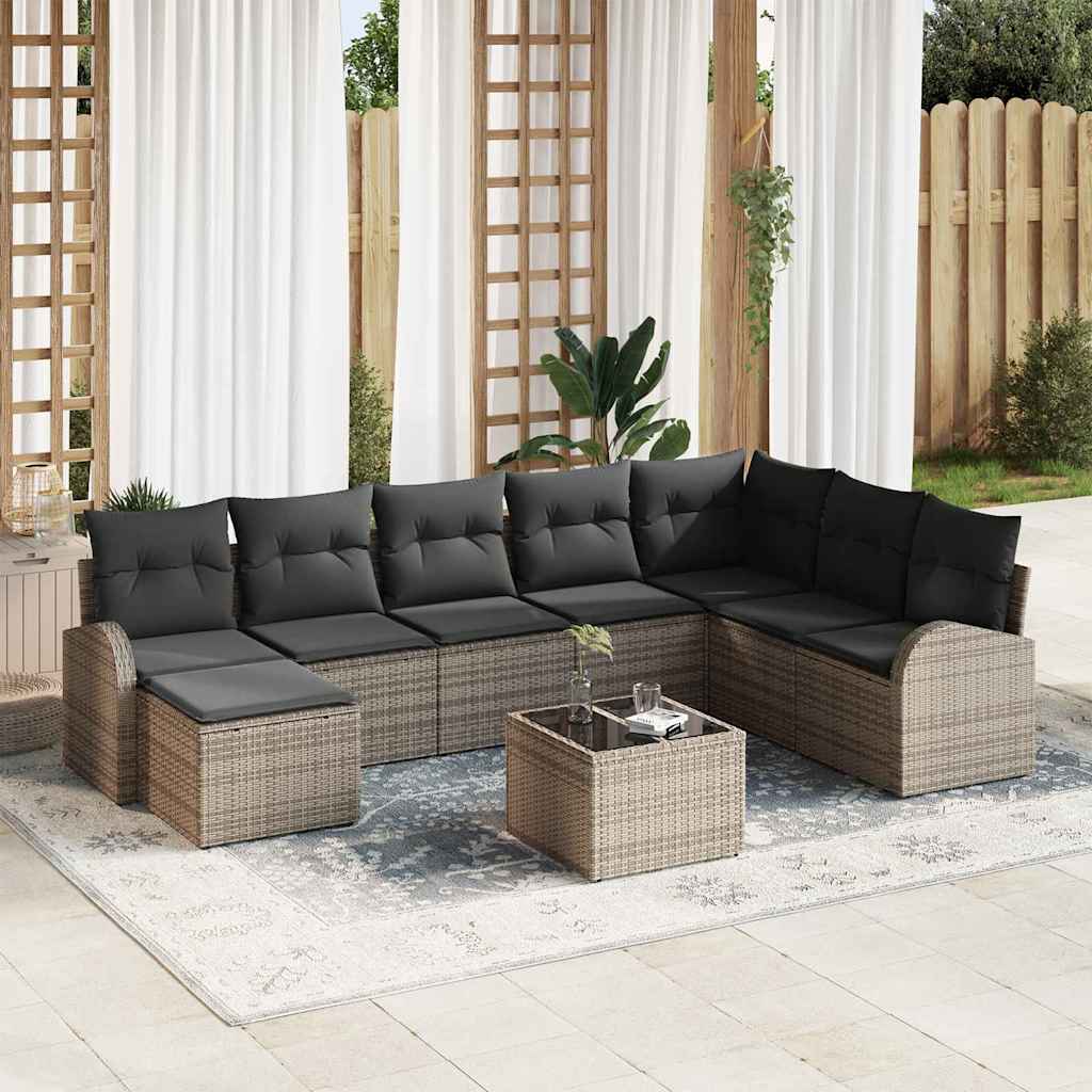 Sofa Sæt 9 stk. Grå polyrattan