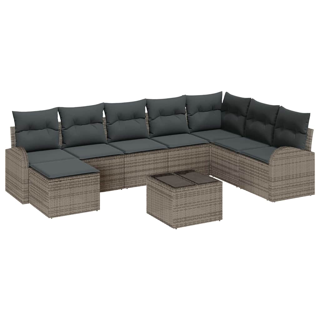 Sofa Sæt 9 stk. Grå polyrattan