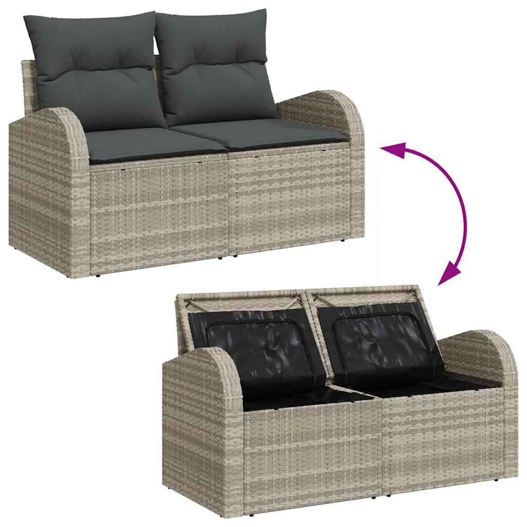 Sofa Sæt 9 stk. Lysegrå polyrattan