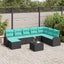 Sofa Sæt med pude 9 pcs Sort og turkis polyrattan