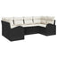 Havesofa Sæt med pude 6 pcs Sort og Hvid polyrattan
