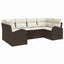 Havesofa Sæt med pude 6 pcs Brun og hvid polyrattan