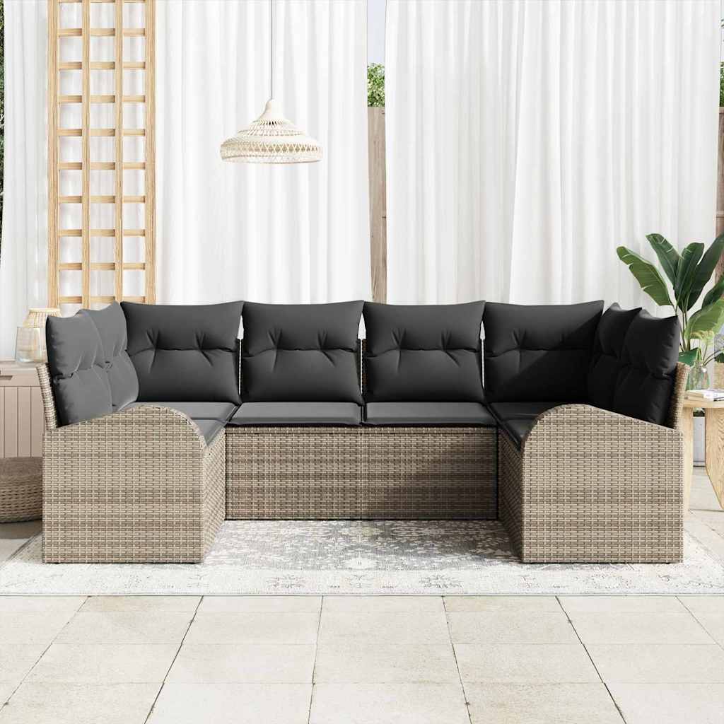 Havesofa Sæt 6 stk. Grå polyrattan