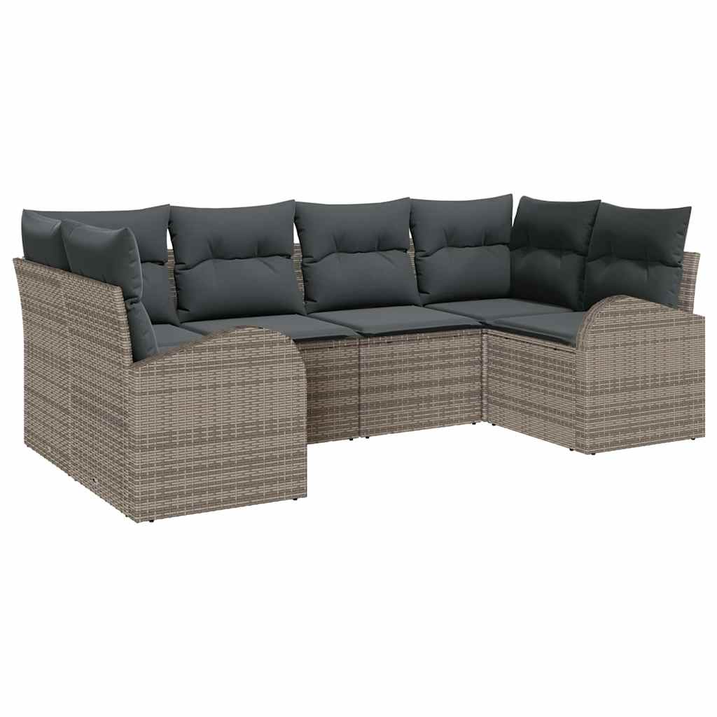 Havesofa Sæt 6 stk. Grå polyrattan