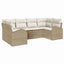Havesofa Sæt med pude 6 pcs Beige og hvid polyrattan
