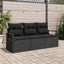 Havesofa Sæt med pude med opbevaring 3 pcs Sort polyrattan