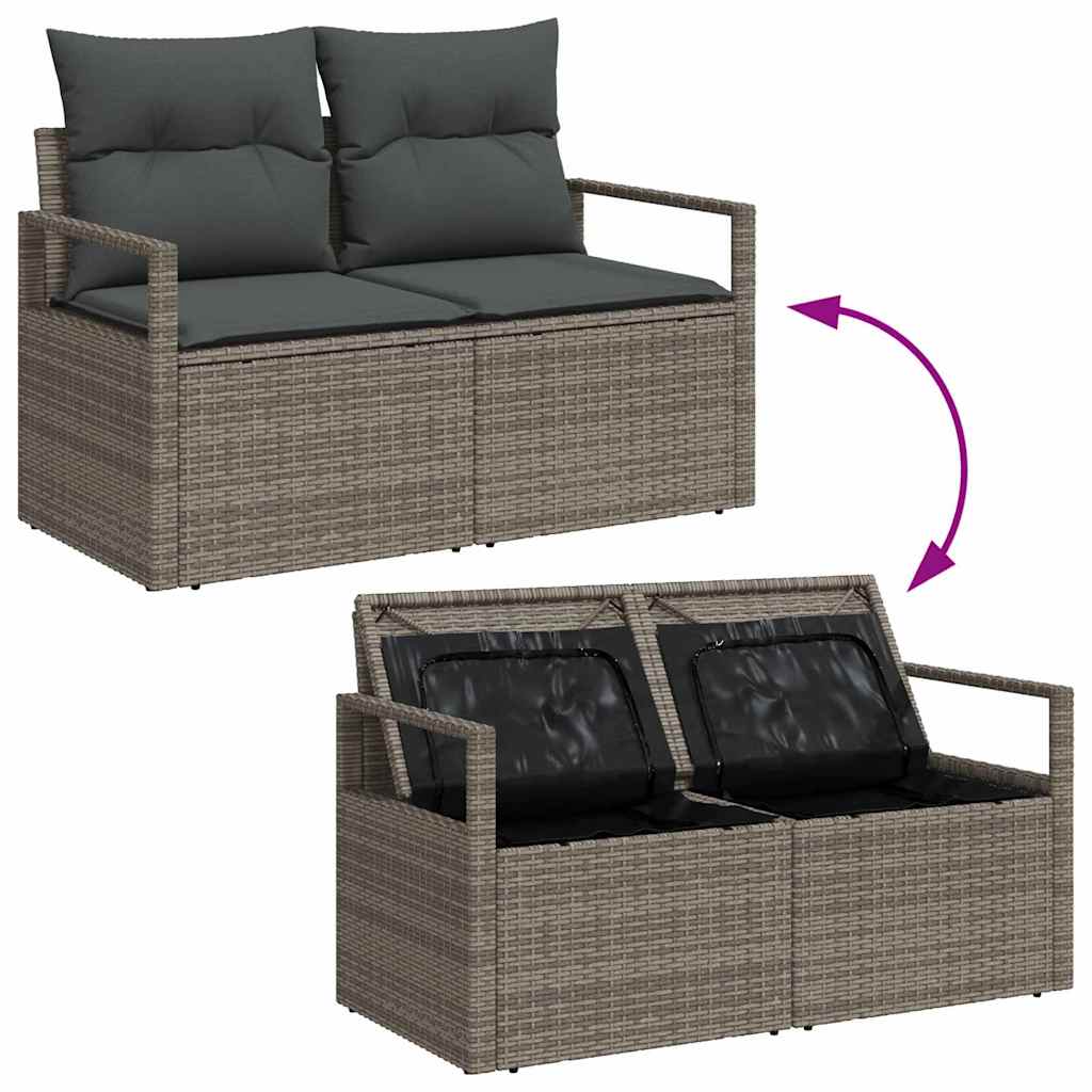 Sofa Sæt med pude med opbevaring 5 pcs Grå polyrattan