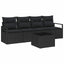Sofa Sæt med pude med opbevaring 5 pcs Sort polyrattan