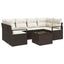 Havesofa Sæt 7 pcs Brun og Creme Polyrattan og stål og glas