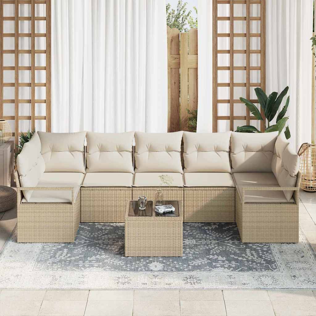 Havesofa Sæt 8 stk. 7-Antal sæder Beige og creme polyrattan