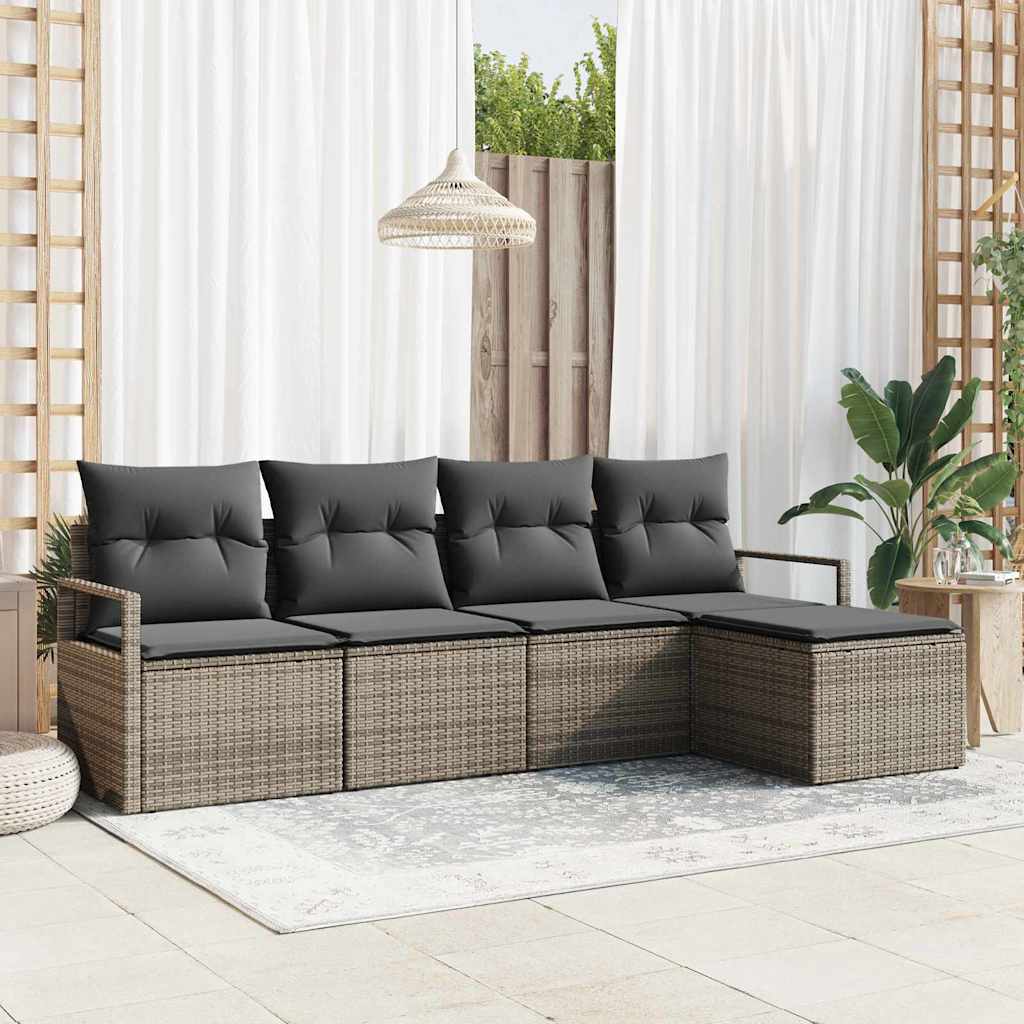 Sofa Sæt med pude med opbevaring 5 pcs Grå polyrattan