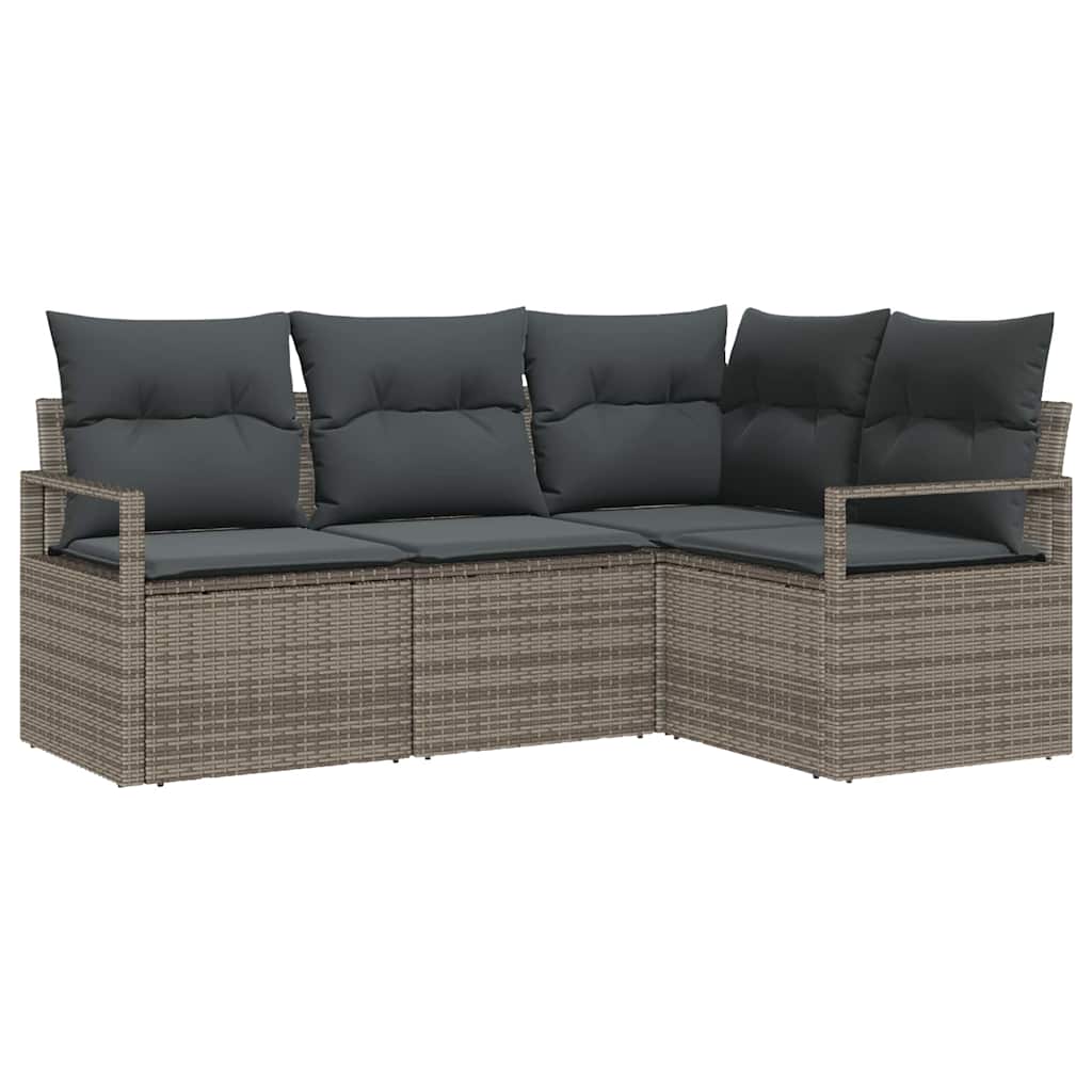 Sofa Sæt med pude med opbevaring 4 pcs Grå polyrattan