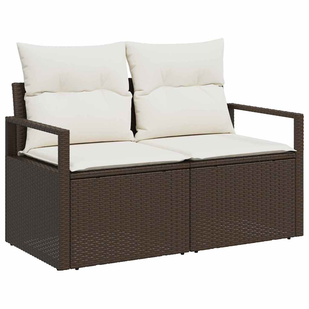 Sofa Sæt med pude med opbevaring 5 pcs Brun og Creme polyrattan
