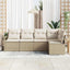 Havesofa Sæt med pude 5 pcs Beige og hvid polyrattan