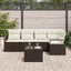 Havesofa Sæt med pude 6 pcs Brun og Creme polyrattan