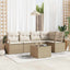 Havesofa Sæt med pude 6 pcs Beige og creme polyrattan