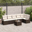 Havesofa Sæt med pude 7 pcs Brun og Creme polyrattan