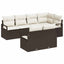 Havesofa Sæt med pude 7 pcs Brun og hvid polyrattan