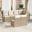 Havesofa Sæt med pude 7 pcs Beige og hvid polyrattan