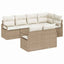 Havesofa Sæt med pude 7 pcs Beige og hvid polyrattan