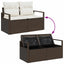 Havesofa Sæt med pude 8 pcs Brun og hvid polyrattan