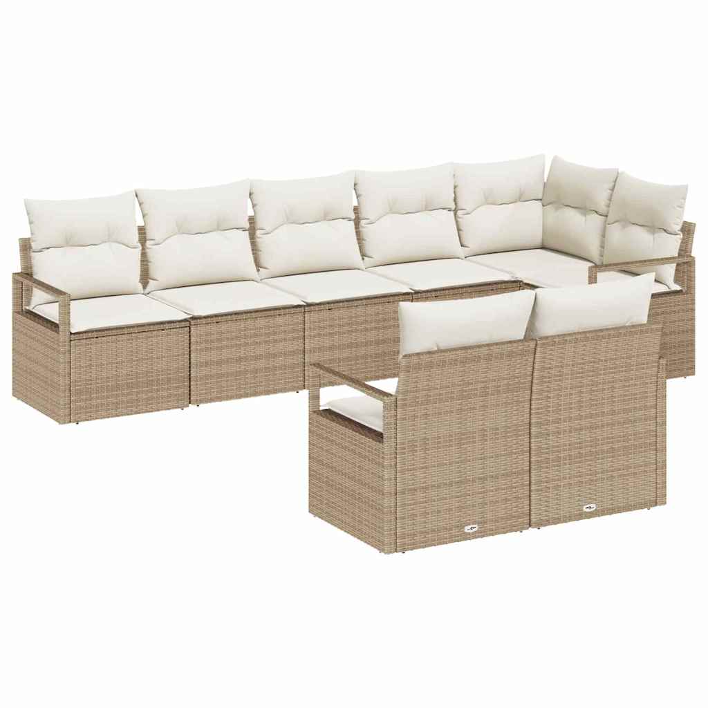Havesofa Sæt 8 stk. Beige og hvid polyrattan