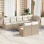 Havesofa Sæt med pude 9 pcs Beige og creme polyrattan