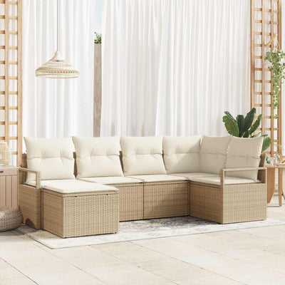Sofa Sæt med pude 6 pcs Beige og creme polyrattan