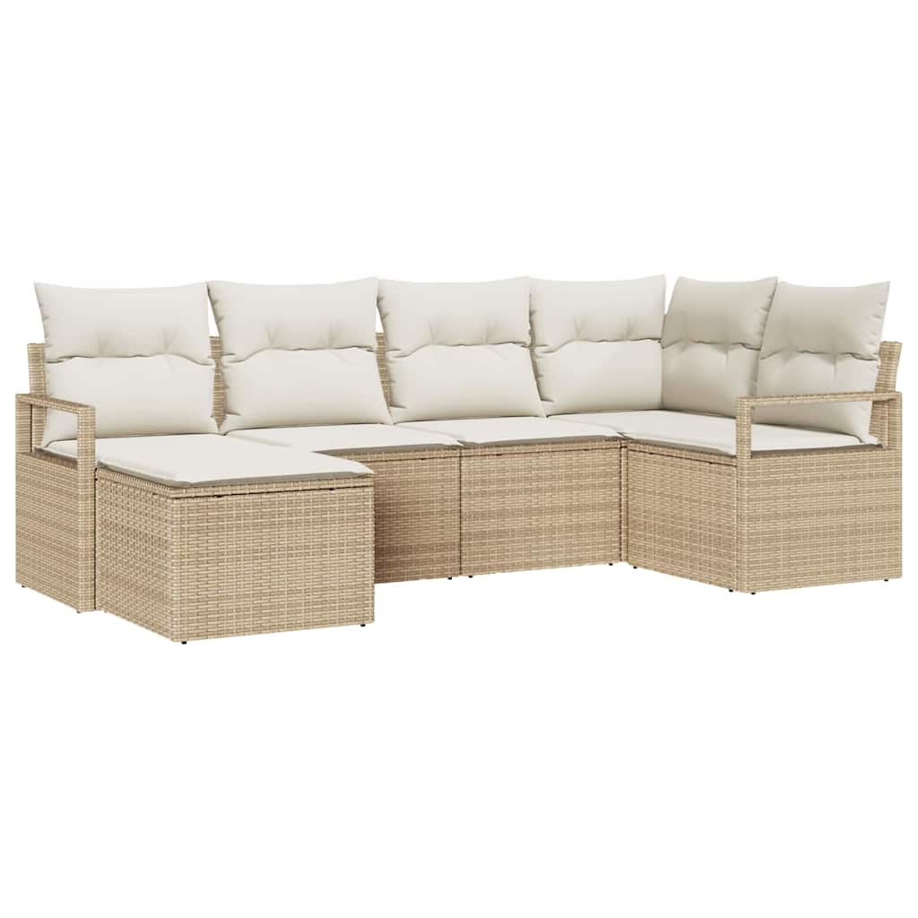 Sofa Sæt med pude 6 pcs Beige og creme polyrattan