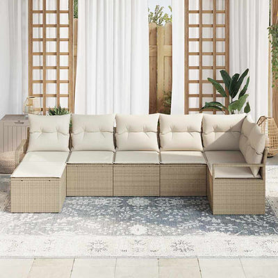 Sofa Sæt med pude 7 pcs Beige og creme polyrattan