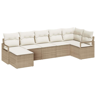 Sofa Sæt med pude 7 pcs Beige og creme polyrattan