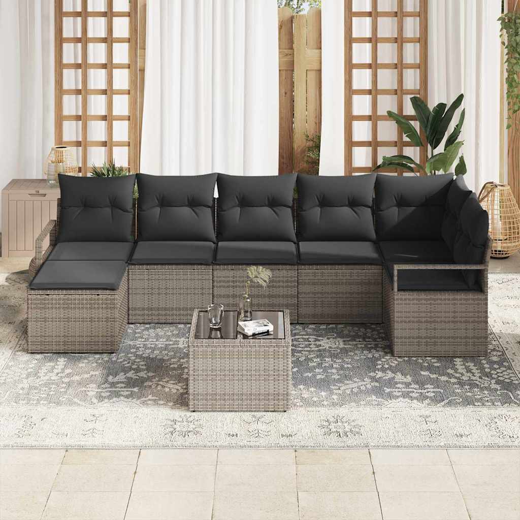 Sofa Sæt med pude med opbevaring 8 pcs Lysegrå polyrattan
