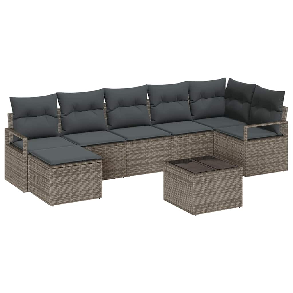 Sofa Sæt med pude med opbevaring 8 pcs Lysegrå polyrattan