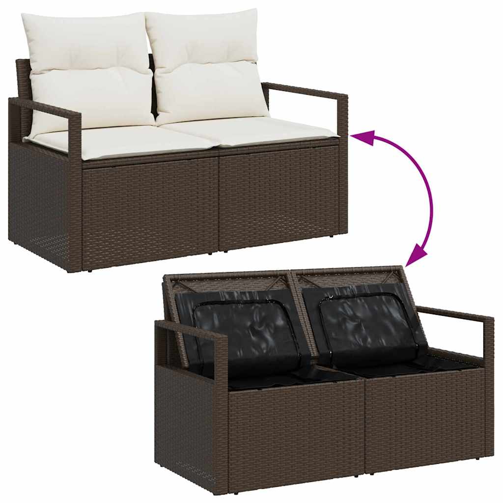 Sofa Sæt med pude med opbevaring 8 pcs Brun og Creme polyrattan