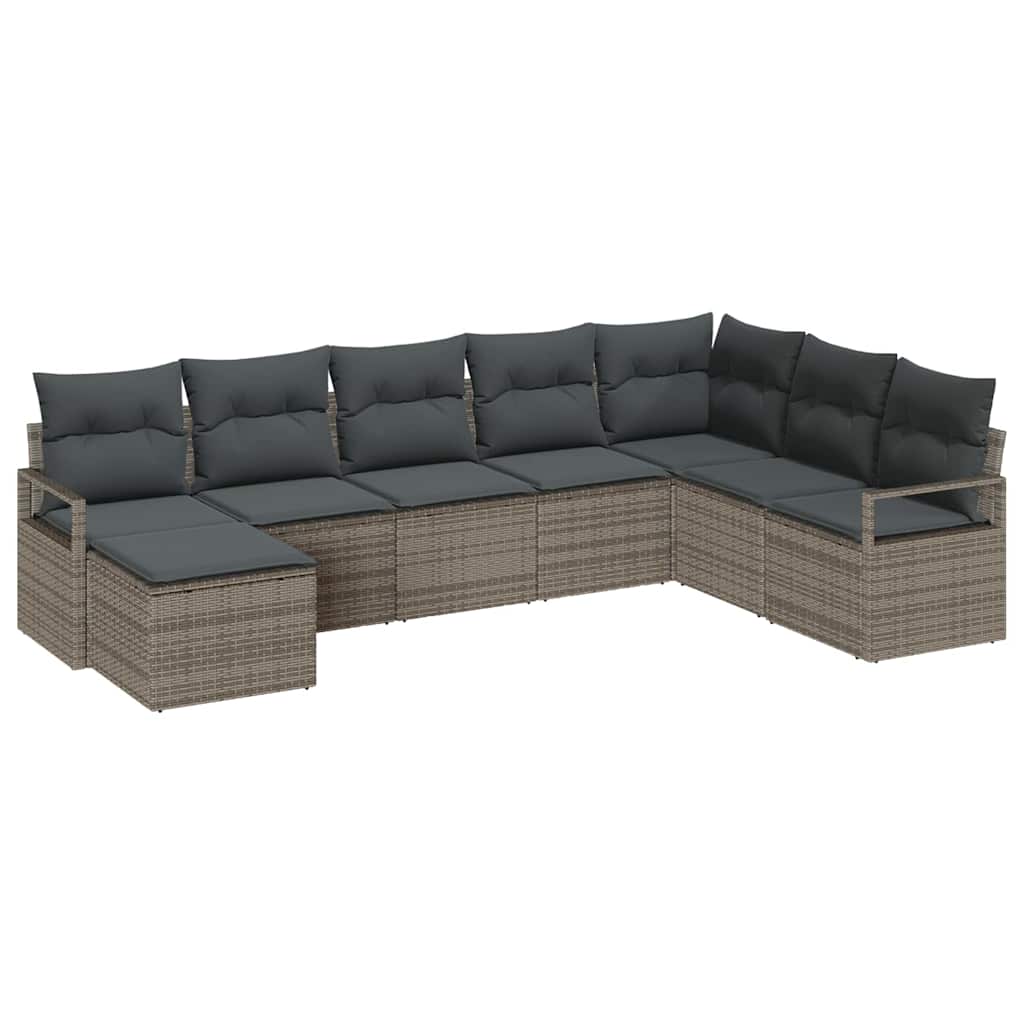 Sofa Sæt med pude med opbevaring 8 pcs Grå polyrattan